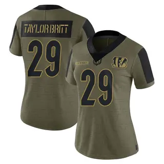 Cincinnati Bengals Women's Cam Taylor-Britt Limited 2021 Salute To Service Jersey - Olive