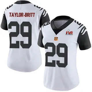 Cincinnati Bengals Women's Cam Taylor-Britt Limited Color Rush Vapor Untouchable Super Bowl LVI Bound Jersey - White