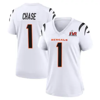Cincinnati Bengals Women's Ja'Marr Chase Game Super Bowl LVI Bound Jersey - White