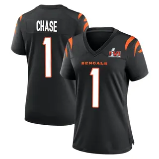 Cincinnati Bengals Women's Ja'Marr Chase Game Team Color Super Bowl LVI Bound Jersey - Black