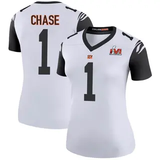 Cincinnati Bengals Women's Ja'Marr Chase Legend Color Rush Super Bowl LVI Bound Jersey - White