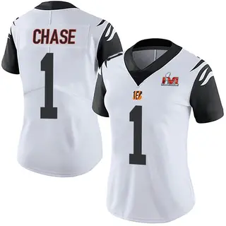 Cincinnati Bengals Women's Ja'Marr Chase Limited Color Rush Vapor Untouchable Super Bowl LVI Bound Jersey - White