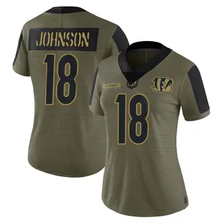 Cincinnati Bengals Women's Xavier Johnson Limited 2021 Salute To Service Jersey - Olive