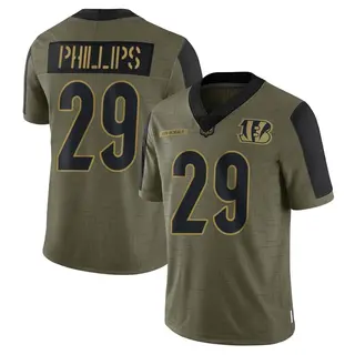 Cincinnati Bengals Youth Antonio Phillips Limited 2021 Salute To Service Jersey - Olive