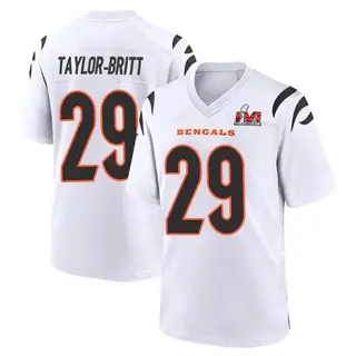 Cincinnati Bengals Youth Cam Taylor-Britt Game Super Bowl LVI Bound Jersey - White