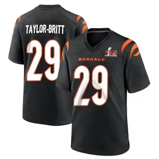 Cincinnati Bengals Youth Cam Taylor-Britt Game Team Color Super Bowl LVI Bound Jersey - Black