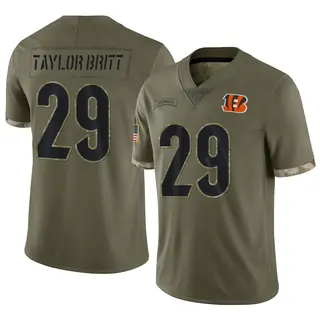 Cincinnati Bengals Youth Cam Taylor-Britt Limited 2022 Salute To Service Jersey - Olive