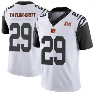 Cincinnati Bengals Youth Cam Taylor-Britt Limited Color Rush Vapor Untouchable Super Bowl LVI Bound Jersey - White