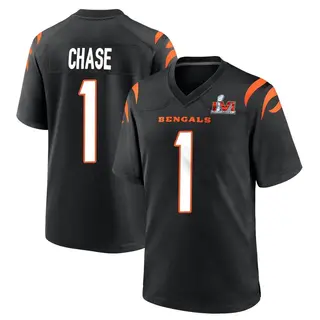 Cincinnati Bengals Youth Ja'Marr Chase Game Team Color Super Bowl LVI Bound Jersey - Black