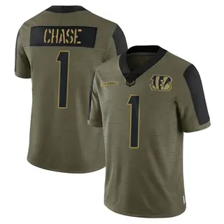 Cincinnati Bengals Youth Ja'Marr Chase Limited 2021 Salute To Service Jersey - Olive