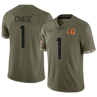 Cincinnati Bengals Youth Ja'Marr Chase Limited 2022 Salute To Service Jersey - Olive