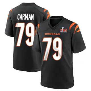 Cincinnati Bengals Youth Jackson Carman Game Team Color Super Bowl LVI Bound Jersey - Black