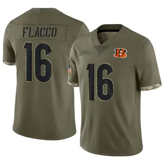Cincinnati Bengals Youth Joe Flacco Limited 2022 Salute To Service Jersey - Olive