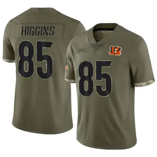 Cincinnati Bengals Youth Tee Higgins Limited 2022 Salute To Service Jersey - Olive